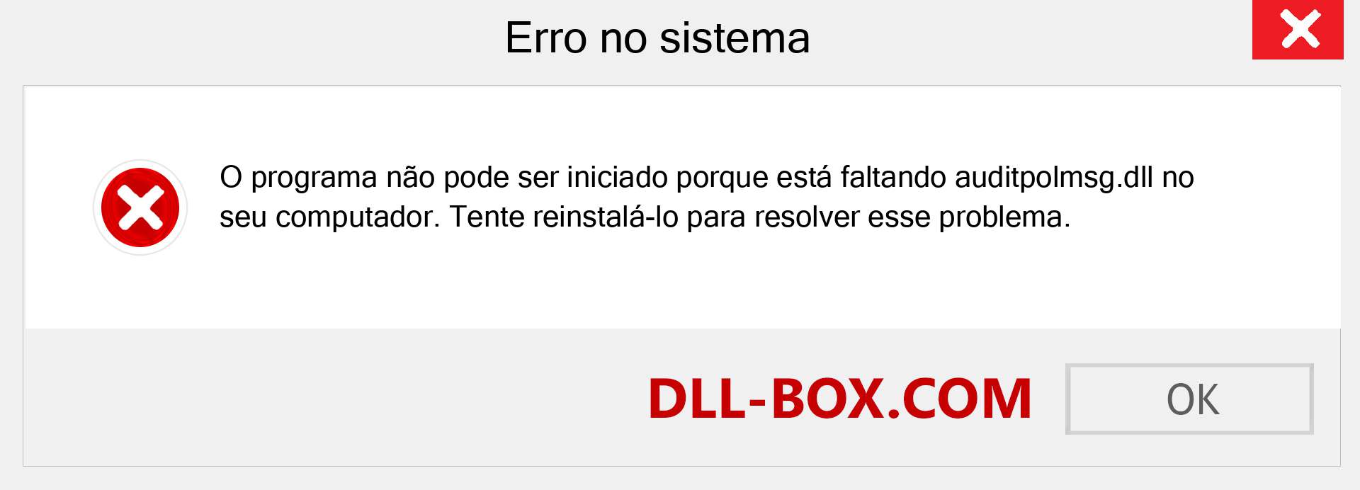 Arquivo auditpolmsg.dll ausente ?. Download para Windows 7, 8, 10 - Correção de erro ausente auditpolmsg dll no Windows, fotos, imagens