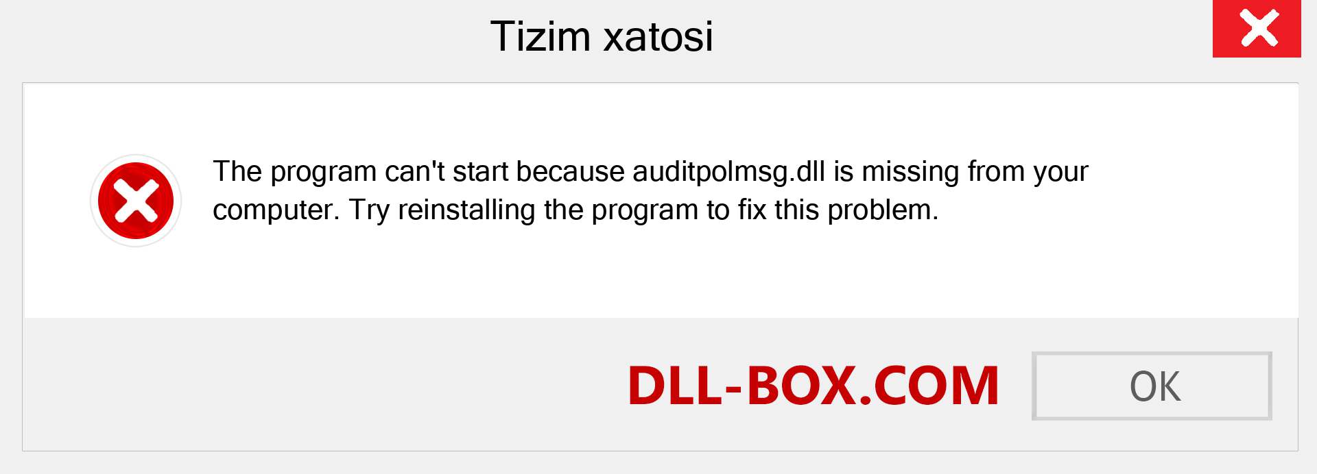 auditpolmsg.dll fayli yo'qolganmi?. Windows 7, 8, 10 uchun yuklab olish - Windowsda auditpolmsg dll etishmayotgan xatoni tuzating, rasmlar, rasmlar